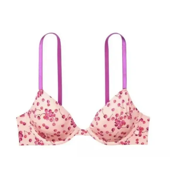 NWT Victoria's Secret Pink with Cherries‎ Unlined Demi Bra Size 38D