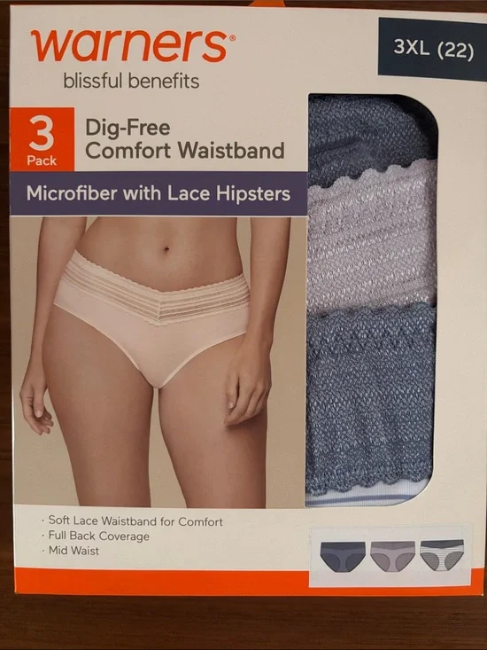 WARNERS MICROFIBER AND LACE HIPSTER PANTIES