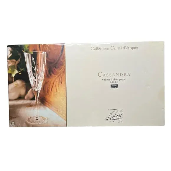 Set of 6 Vintage Collections Cristal d'Arques Durand Champagne Flutes Glasses