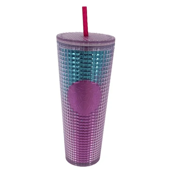 Starbucks Studded Tumbler Venti 24oz Purple Teal Ombre New Iridescent Cold Cup