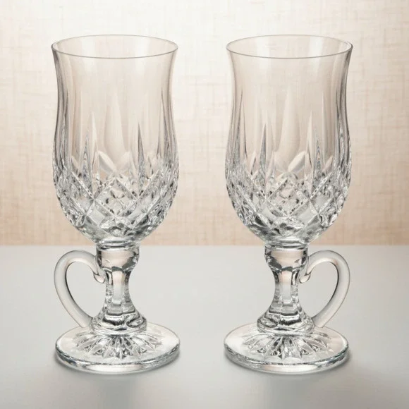 Waterford Crystal Lismore Irish Coffee Glasses: Diamond Cut Barware -