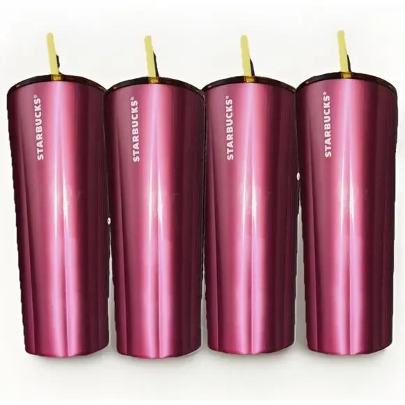 NEW Lot Of 4 Starbucks Summer 2023 Stainless‎ Steel 24 Oz Petunia Pink Cold Cup