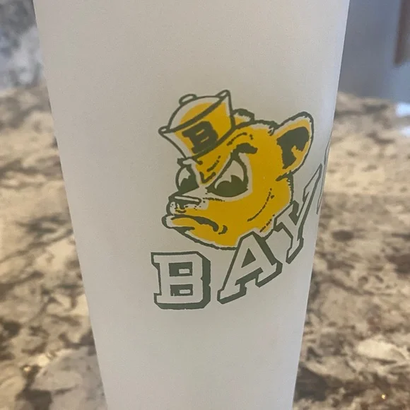 Vintage Baylor University BU Bears Frosted Highball Drinking Glass NCAA