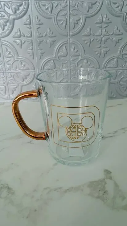 Walt Disney World Cinderella Castle Clear Glass Mug with Gold Handle NWT