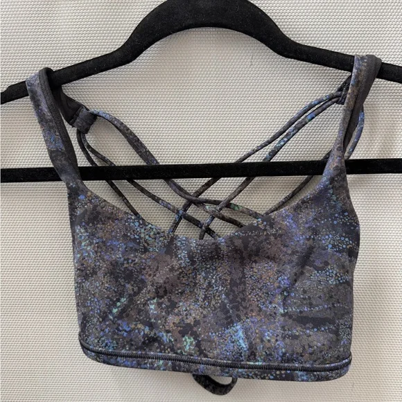Lululemon Energy Bra Blue Splatter Strappy Back Size 4