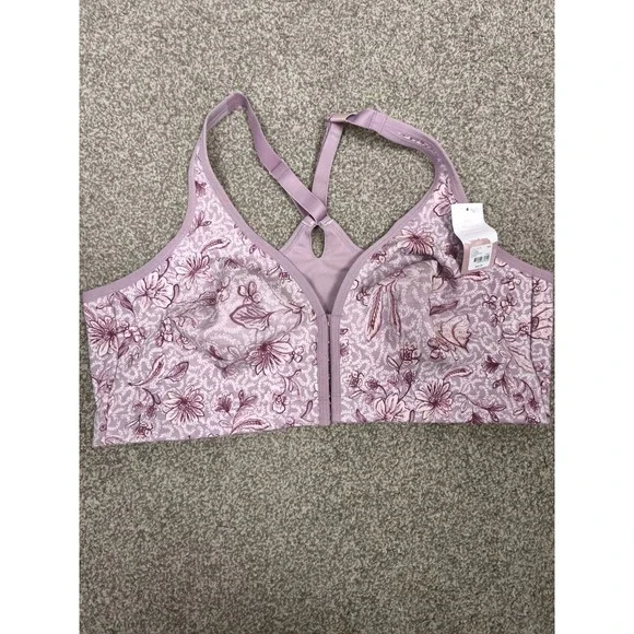 Cacique‎ Floral Wireless Bra 46D Mauve Purple Full Coverage NWT