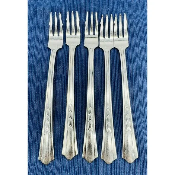 Ekco EKS7 Chevron Stainless Steel Flatware Cocktail Seafood Oyster Fork Set of 5