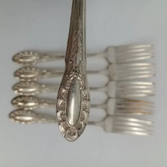 6X DF Wallace Silver Plate Silverplate 1937 SOUTHGATE Dinner Forks