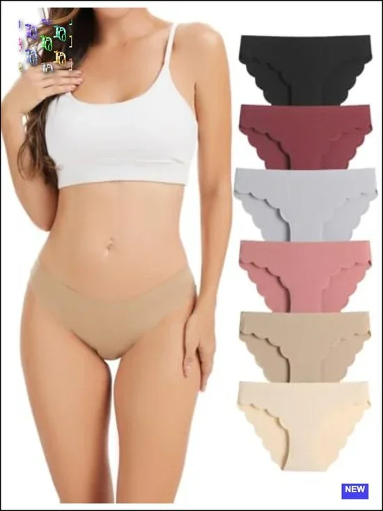 Seamless Low Rise Bikini Panties 6 Pack No Show Breathable Nylon Blend
