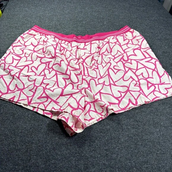 Anthropologie Pajama Shorts Womens 3X Pink Heart Print Cotton Sleepwear Lounge