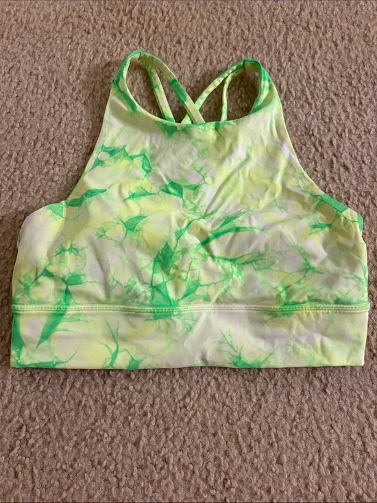 Neon Green Marble High Neck lululemon Sports Bra