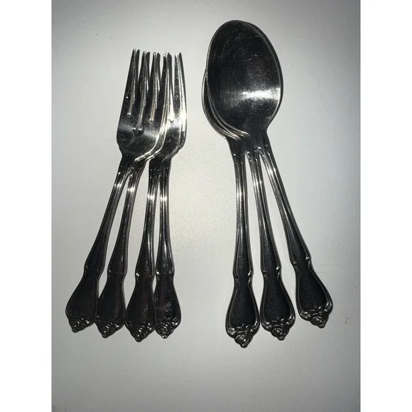 7 Oneida Arbor Rose True Rose 1881 Rogers Spoons‎ Forks Stainless Flatware B