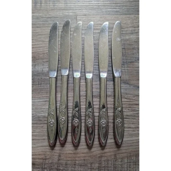 Oneida MY ROSE Dinner Knife Lot of 6 Knives Community Stainless