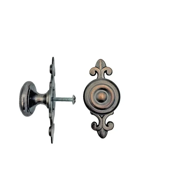 Vtg Antique Copper Cabinet Hardware Knob ‎ Fleur de Lis 3