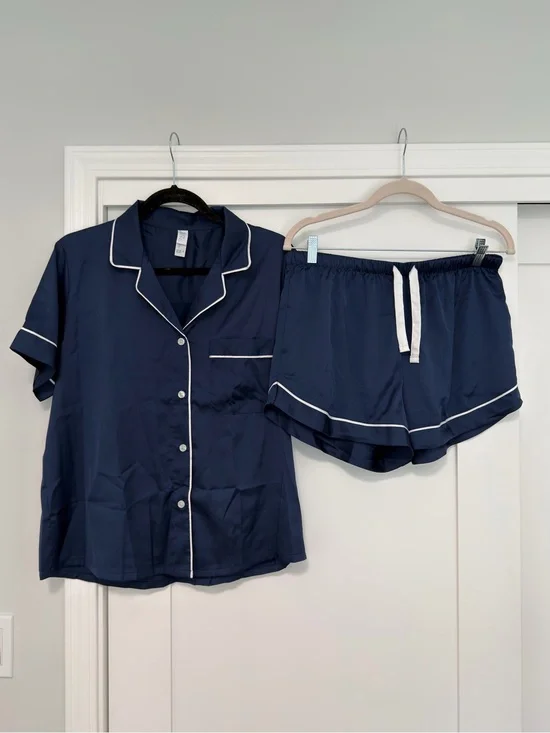 Navy Short Sleeve Pajama Set