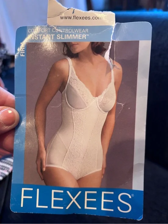 Flexees Nude  Lace-Front Instant Slimmer Bodysuit Style 5356  36D