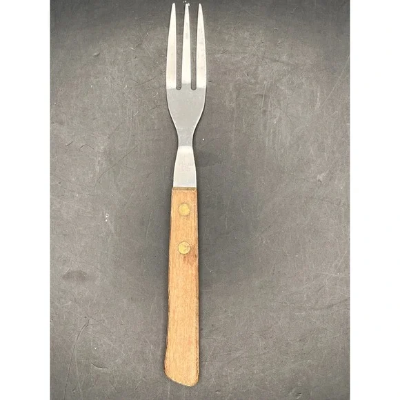 Vtg Japan Stainless‎ Steel Granny Fork With Wood Handle-7.5