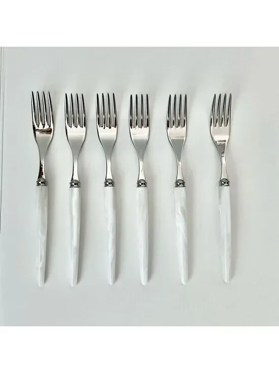 NWOT CAPDECO Elegant Tang White Dining Fork Set of 6