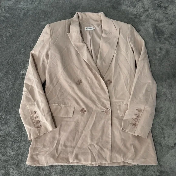 R Label Double Breasted 100% Silk Pink Blazer Size XS‎ Womens $298 MSRP