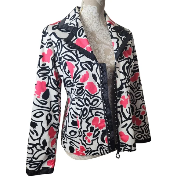 Annabelle Floral Rhinestone Zip Up Jacket size Medium