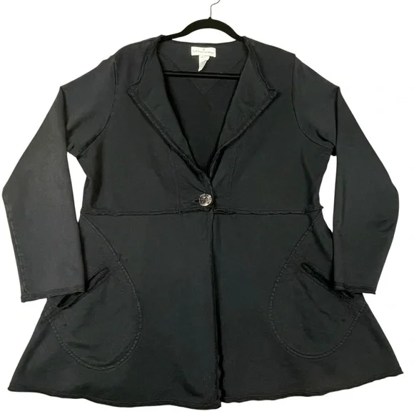 Soft Surroundings One-Button Closure Cotton Raw Edge Jacket/Cardigan Sz PXL