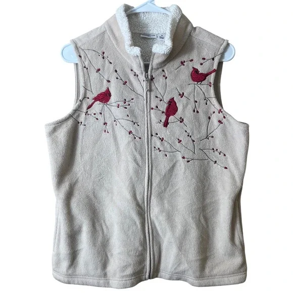 Croft & Barrow Cardinal Fleece Vest M Sherpa Neck Winter Cottagecore Gorpcore