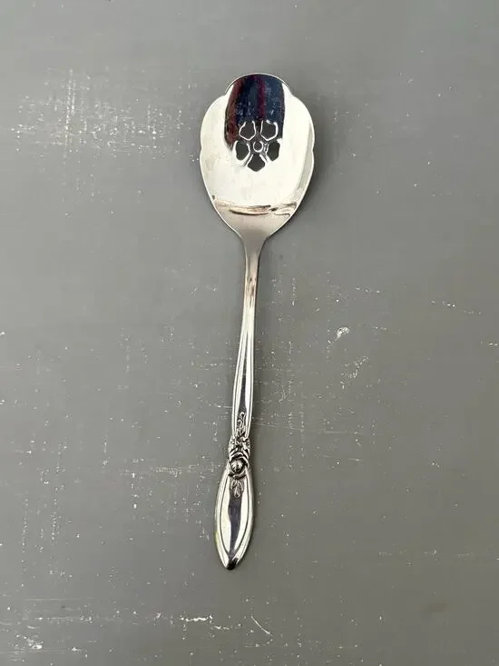 Oneida Community Spring Rose Pierced Sugar Spoon Stainless Betty Crocker