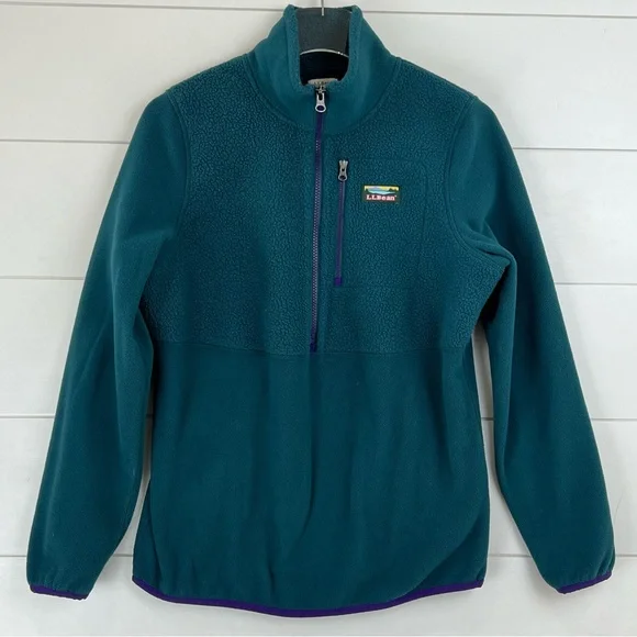 LL BEAN Katahdin Polartec Fleece Teal Pullover Jacket‎ Size S camping hiking