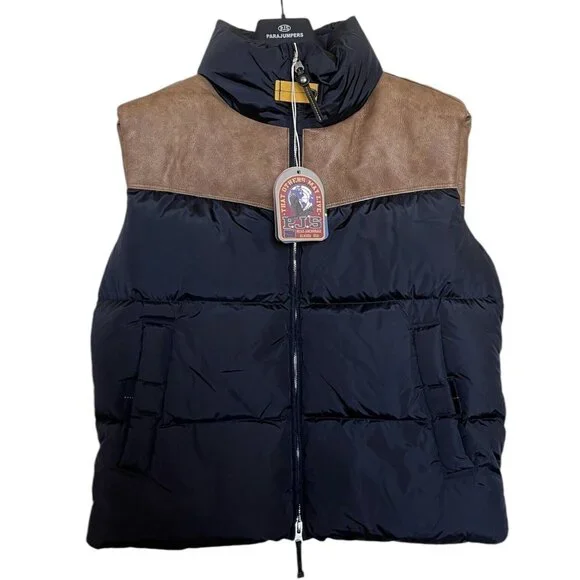 Parajumpers Vest Womens Size Small S Black Down Puffer Leather Western $995‎