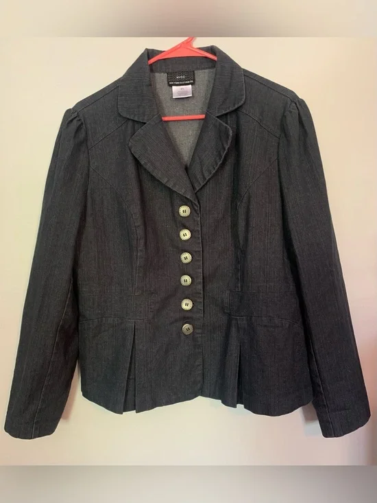 New York Clothing Company  Women’s Dark Blue Gray Button-Front Blazer Jacket XL