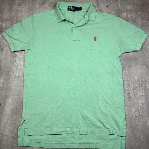 Vintage Polo Ralph Lauren Polo Shirt Mens Small Green Pony Logo Cotton Mesh USA