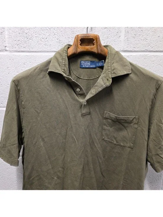 Polo Ralph Lauren Classic Fit Men's L Green  Sleeve Cotton polo Pocket 24x31