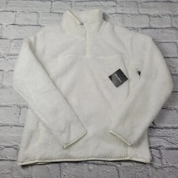 NWT Eddie Bauer White Quest Plush 1/4 Zip Fleece size XS