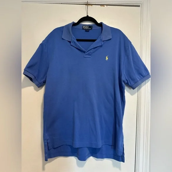 VTG Y2K POLO RALPH LAUREN Sz:L Dusty blue Cotton Polo Short Sleeve Shirt.