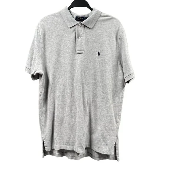 Polo Ralph Lauren Mens Large Classic Fit Grey Pullover Golf‎ Sports Black Pony