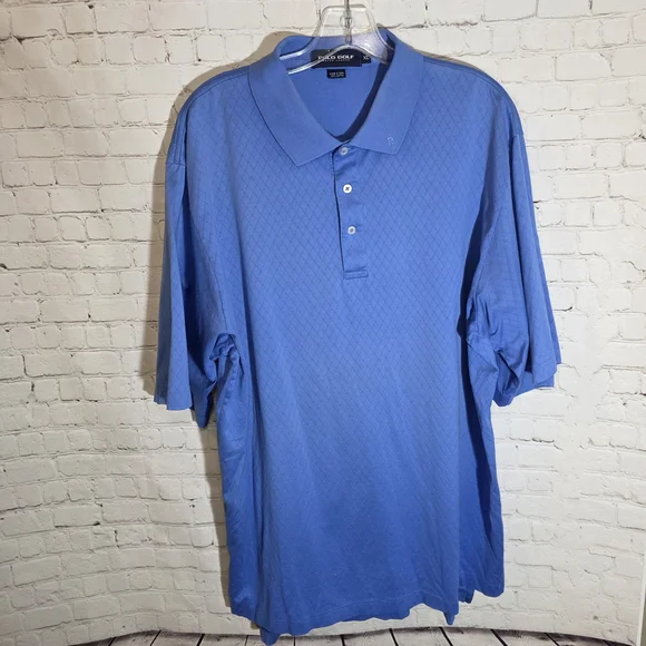 Polo Golf Ralph Lauren Blue Diamond Knit Pima‎ Cotton Polo Shirt XL