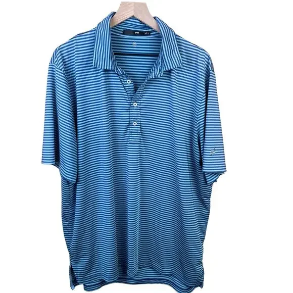 Ralph Lauren Men Golf Blue White Stripe Polo Size‎ XL Short sleeve Outdoor Shirt