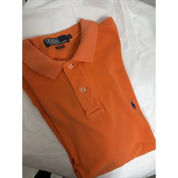 Polo by Ralph Lauren Polo Shirt Size Large Orange with Blue Pony Logo SS Golf