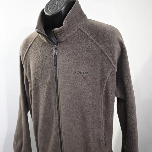 Columbia Fleece Jacket‎ Brown Full Zip W/ Pockets Long Sleeve Womens Size 3XL