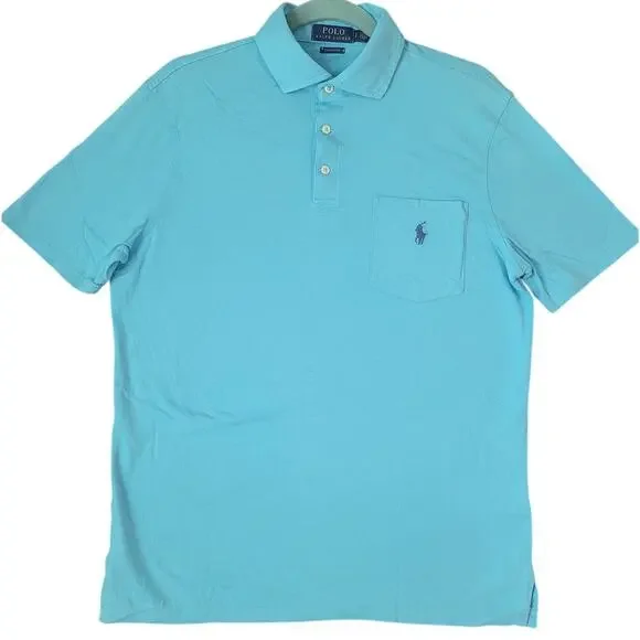 Polo Ralph Lauren Mens Sz S Pocket Polo Shirt Aqua Teal Classic Fit Preppy Golf