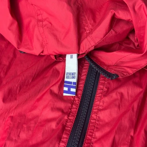 H! By Henry Holland Red Hooded Windbreaker Poncho Jacket Womens‎ Size 10 Zip Up
