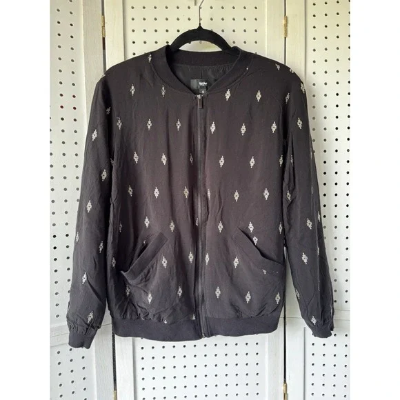 Mossimo Womens Jacket Small Full Zip Lined Casual Black Jacket Metallic Knit‎