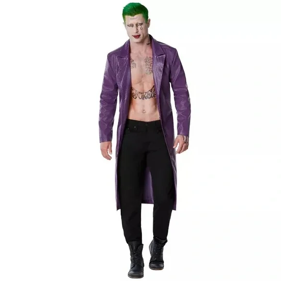 Adult Joker Jacket -‎ Suicide Squad purple vegan leather trench steampunk  S