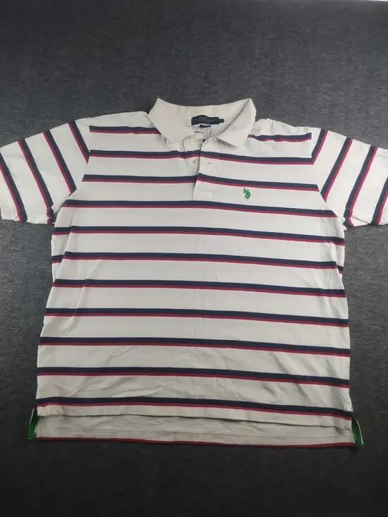 Vintage Polo Ralph Lauren Shirt Mens 2XL White Blue Red Striped Casual