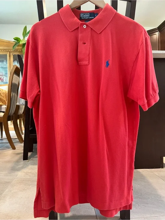Polo Ralph Lauren Classic Fit Pique Polo Red Short Sleeve Size Large L Men's