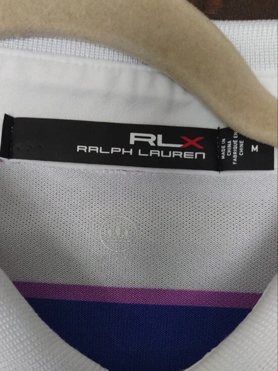 Ralph Lauren White Polo with Purple & Pink Stripes