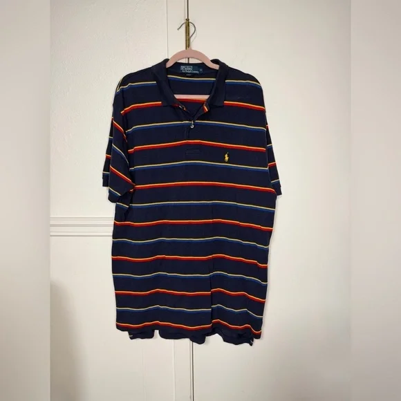 Polo by Ralph Lauren Men's Polo Shirt with Navy and Red Stripes size XL