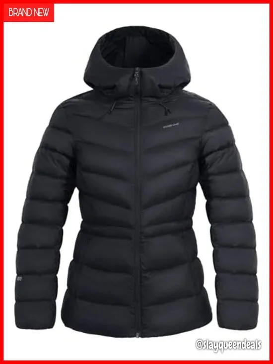 Women's Down Puffer Jacket Lightweight Hooded Winter Coat Water Repellent