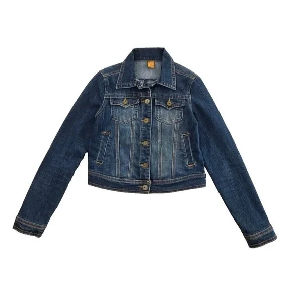 Jou Jou Premium Denim Collection Women's Small‎ Blue Jean Jacket Pockets EUC