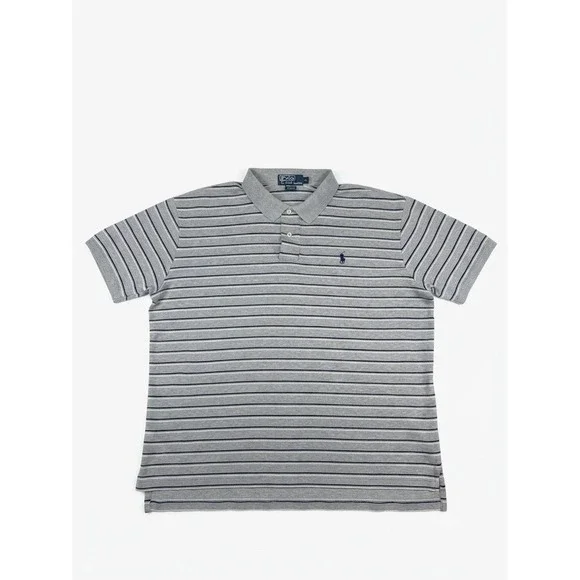 Polo by Ralph Lauren Striped Polo Shirt Men's XL Gray Cotton Short Sleeve Class